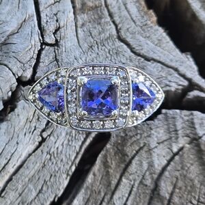 Tanzanite Diamond Ring 14k White Gold